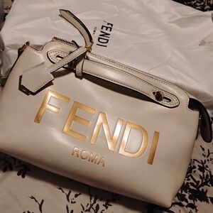 Fendi Cream and Gold Clutch